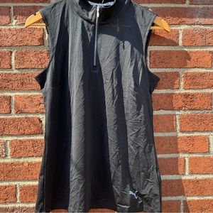 PUMA Golf Women's Sleeveless Polo Shirt Mock Neck 1/4 zip Black Medium NWT